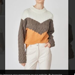 Deluc Colorblock Sweater - Cream, Gray, and Mustard Yellow